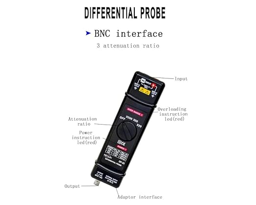 PINTECH High Voltage Differential Active Probe 1400V, 25MHz, 20X/50X/200X Attenuation Rate Oscilloscope Probe DP-25