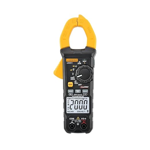 Digital Clamp Meter Multimeter 2000 Counts Voltage Tester with Auto-Range, AC/DC Voltage, AC Current, Resistance, Continuity Diode, Live Wire Test, NCV, True RMS clamp Meter AC Current Meter LD201+