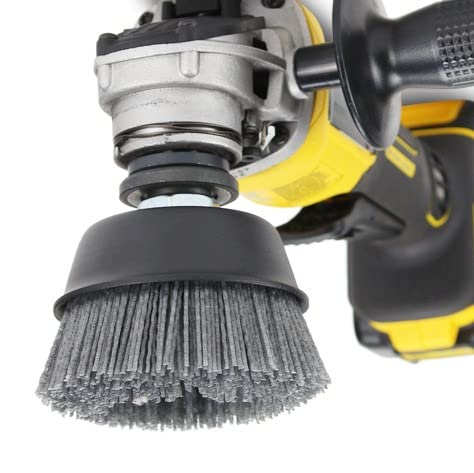 BHA 4" Abrasive Filament Nylon Bristle Cup Brush, 5/8-11 Threat Arbor - Gray (80 Grit)