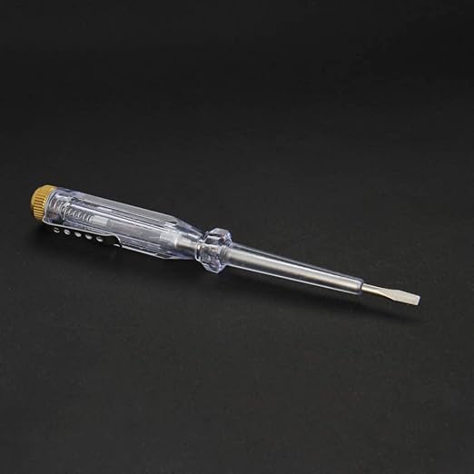 Fielect Test Screwdriver, Voltage Detector Pen Light Circuit Tester Electric Test Pen Screwdriver Neon Tube AC/DC 100-500V Clear 1pcs