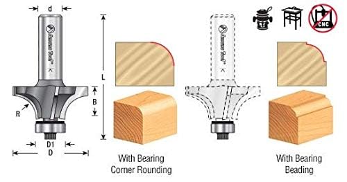 Amana Tool - RC-49504 In-Tech Insert Corner Round 1/4 Radius x 1" Dia x 1/2 x 1/4 Shan