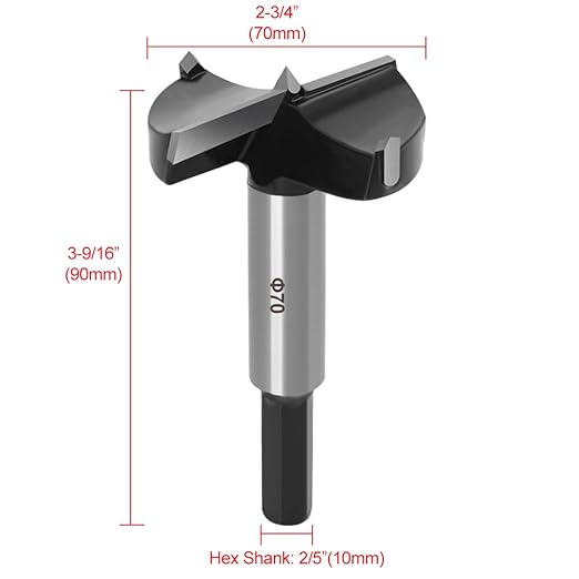 ASNOMY 2-3/4 Inch Forstner Drill Bit, Carbide Tipped Forstner Bit for Hard Wood, Wood Drilling Hole Saw Set Woodworking Hinge Cutter Tool Kits for Woods Plastic Plywood