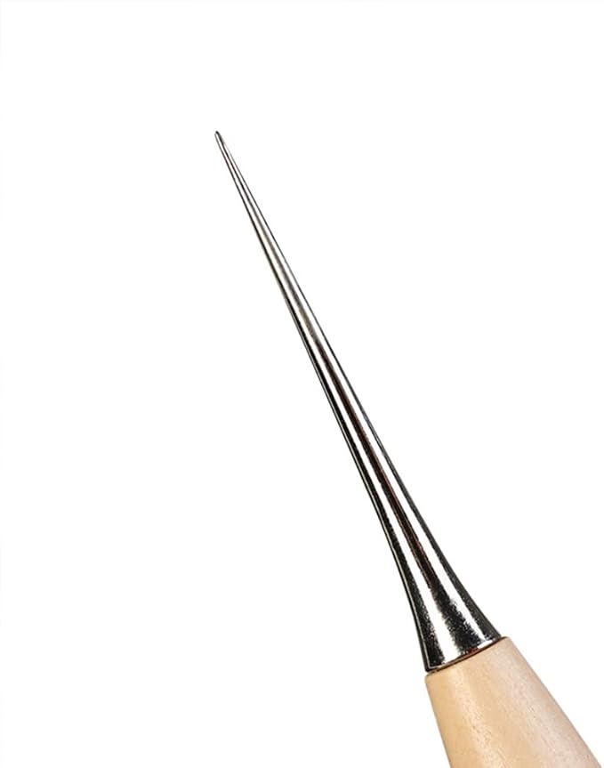WUTA Leather Craft Awl Tools Leather Hole Punch Tool Sewing Punching Hole Maker Stitching Over Stitch Wood Handle 5 Packs