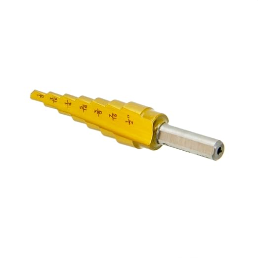 Titanium High Speed Steel Step Drill Bit Set - Unibit Step Drill Bit for Metal, Heavy Duty (1/8" to 1/2")