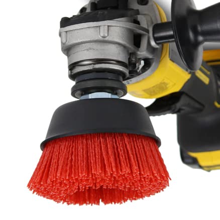 BHA 4" Abrasive Filament Nylon Bristle Cup Brush, 5/8-11 Threat Arbor - Red (120 Grit)