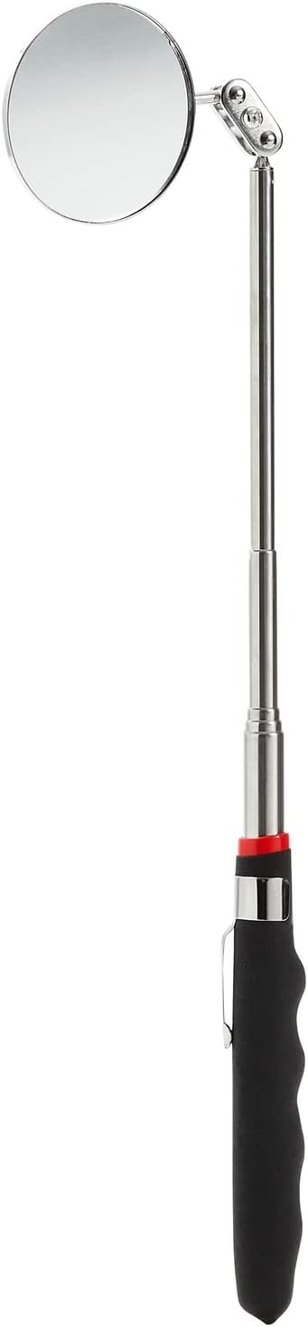 Juvale Inspection Mirror Tools - 2-Pack, 2 in Round Heads & 24.5 in Telescoping Handles - Machinist Tools & Mechanics Mirror for HVAC, Auto & Weld Inspection