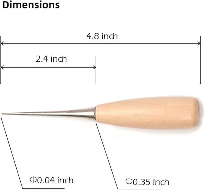WUTA Leather Craft Awl Tools Leather Hole Punch Tool Sewing Punching Hole Maker Stitching Over Stitch Wood Handle 5 Packs