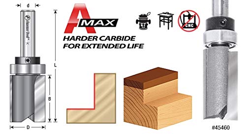 Amana Tool 47229 Carbide Tipped Flush Trim Plunge Template 5/8 D x 1-1/4 Inch CH x 1/2 SHK w/Upper Ball Bearing Router Bit