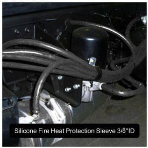 Insulation Heat Shielded Fire Thermo Armor Fire Sleeve Silicone Coated Fiberglass Heat Protection for Automotive Hose Lines & Electrical Wiring-（Black 3/8" ID x5FT）
