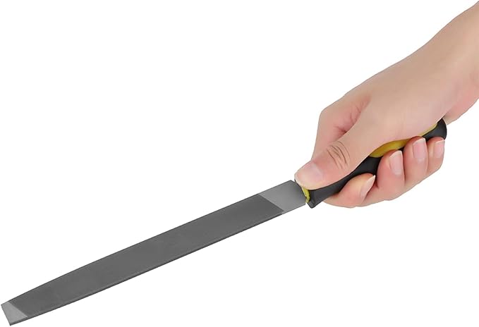 8 Inch Flat File, Flat Mill File Second File, Metal File for Sharpening, Carbon Steel File with Handle, Single Texture, Ideal for Metal, Steel, Copper, Aluminum