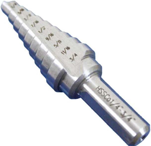 TEMO M35 Cobalt Double Flute Step Drill, 9 Size 1/4 Inch To 3/4 Inch, 3/8 Inch Shank