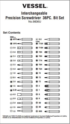 PRECISION SCREWDRIVER 36PCS BIT SET(English)