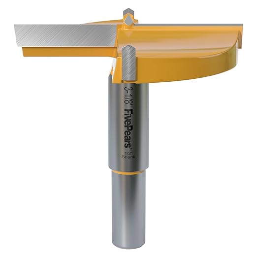 FivePears Forstner Drill Bit 1/2 inch Shank, 3-1/8 inch Cutting Diameter, Carbide Tipped Wood Hole Saw Auger Opener, Hole Opener Hinge Hole Cutter for Woodworking, Plastic, Plywood Products