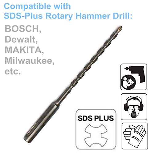 10PCS, 3/16" x 6", SDS Plus, Hammer Drill Bits, Rotary Hammer Drill Bits