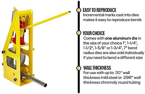 3rd Generation Hydraulic Tubing Bender for Round Tubing, Hydraulic Pipe Bender for Roll Cage Tubing, 1.25 Inch Round Dimple Die