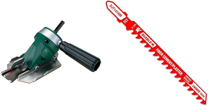 PacTool SS724 Snapper Shear Pro - Cutting Tool for Fiber Cement Board + Freud Diablo by Freud DJT141HM 4 in. 6 TPI Carbide T-Shank Jig Saw Blade