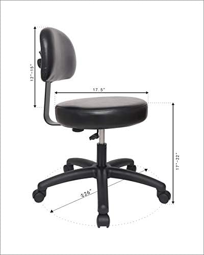 Chair Master Round Vinyl Chair/Stool-Black-for Garage, Counters, Shop, Kitchen, Computer Desks, Drafting Tables. Easy to Clean! (Glides, Medium Table 19"-27")