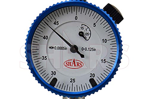 Shars 0.125" High Precision Dial Indicator, .0005" Graduation, AGD1 Travel Lug Back 303-3148 P]