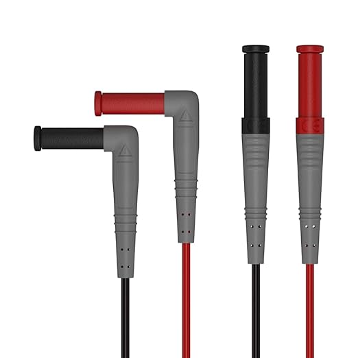 2PCS Digital Multimeter Test Lead Male to Male Extension Right Angle to Straight 4mm Banana Plug Connectors Multi Meter Leads Silicone Wires Adapter