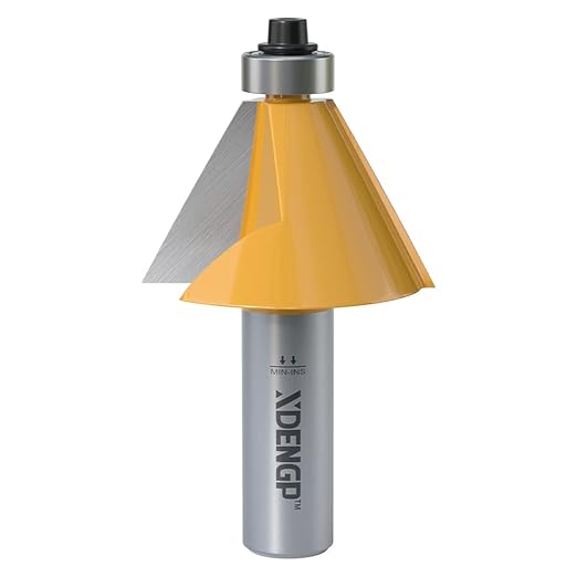 30 Degree Chamfer Router Bit with 1 Inch Cutting Length,1/2 Inch Shank Carbide Edge Forming Bevel Router Bit with Bearing, Chamfer Bit Miter Angle Milling Cutters Tool