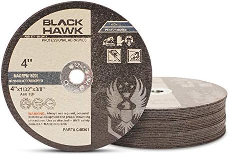 BHA Metal and Stainless Steel Cut Off Wheels for Die Grinders, 4” x 1/32” x 3/8” - 25 Pack