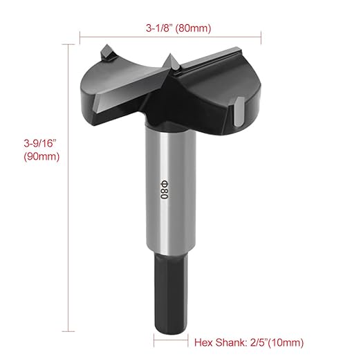 ASNOMY 3-1/8 Inch Forstner Drill Bit, Carbide Tipped Forstner Bit for Hard Wood, Wood Drilling Hole Saw Set Woodworking Hinge Cutter Tool Kits for Wood Plastic Plywood