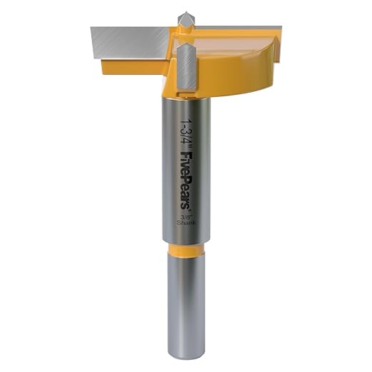 FIVEPEARS 1-3/4 inch Carbide Tipped Forstner Bit, 3/8 inch Shank, 2 Count, Hole Opener Hinge Hole Cutter for Woodworking, Plastic, Plywood Products