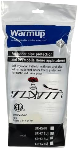 Unjacketed Self-Regulating Heater Cable Kit – 120V, Pre-Terminated Plug, for Indoor Residential Pipe Protection Only (24FT)
