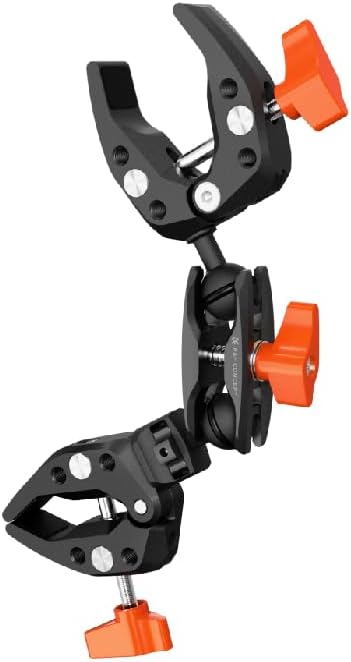 K&F Concept Double Super Clamp Mount, Camera Clamp Mount with 1/4" Threads Metal Clamp for Chair, Pole, Tripod, Desk, Photography Reflector, Flag, Umbrella, Motorcycle Mount