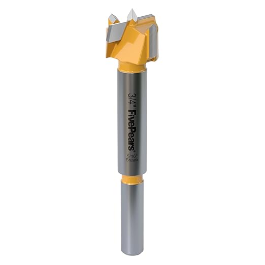 FivePears Forstner Drill Bit 5/16 inch Shank, 3/4 inch Cutting Diameter, Carbide Tipped Wood Hole Saw Auger Opener, Hole Opener Hinge Hole Cutter for Woodworking, Plastic, Plywood Products