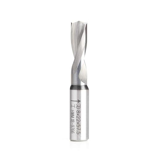 Amana Tool 215008 Solid Carbide Dowel Drill Boring Bit R/H 8mm D x 57.5mm Long x 10x25mm SHK
