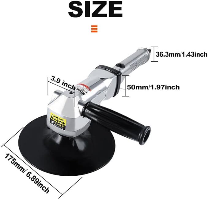 7-Inch Pneumatic Sander Heavy Duty Wet Air Sander/Polisher,Lightweight at 5.47 lbs,Adjustable Speed Up to 2500rpm Pneumatic Polisher Hand Sanding Tool