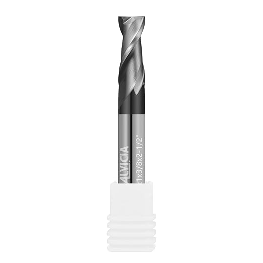 3/8" Micrograin Carbide Square End Mill Set 2 Flute HRC 55 AlTiN Coating End Milling Bits for Milling Alloy Steels, Hardened Steel, CNC Router Bits