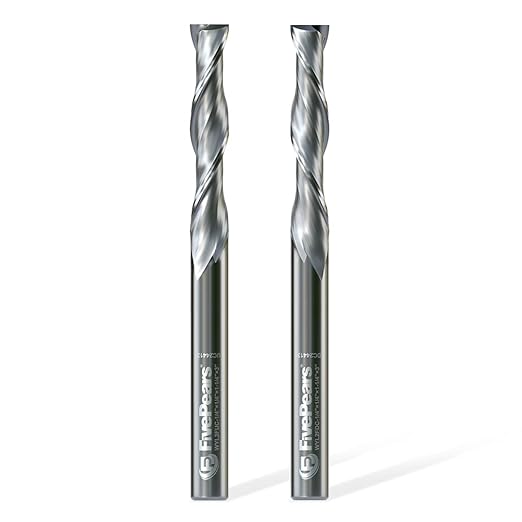 FivePears Up&Down Cut Spiral Router Bits Set for CNC, 1/4 inch Cutting Diameter and 1-1/4 inch Cutting Length 1/4 inch Shank Carbide End Mill Router Bit for Wood Carving Engraving Grinding Grooving