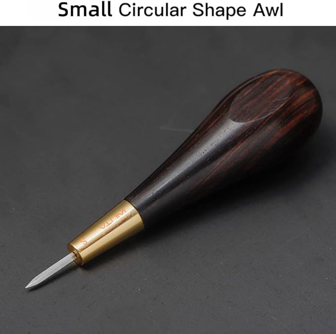 WUTA Diamond Shape Stitching Awl Ebony Blackwood Handle Leather Craft Sewing Awl Kits Handmade Sewing Tools DIY Stitcher Taper, 3 Size S M L (3 Packs)