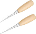 Luwigs 2 Packs Leather Craft Awl Tools Alloy Steel Wood Handle Punching Tapered Awl Leather Drillable Stitching Sewing Awl Repair DIY Gadget Tool (2 Packs)