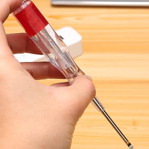 Fielect 2pcs Voltage Tester Voltage Detector Pen Circuit Tester Tool Steel Batch Slotted Test Pencil JRDB-859 AC/DC 100-500V Clear