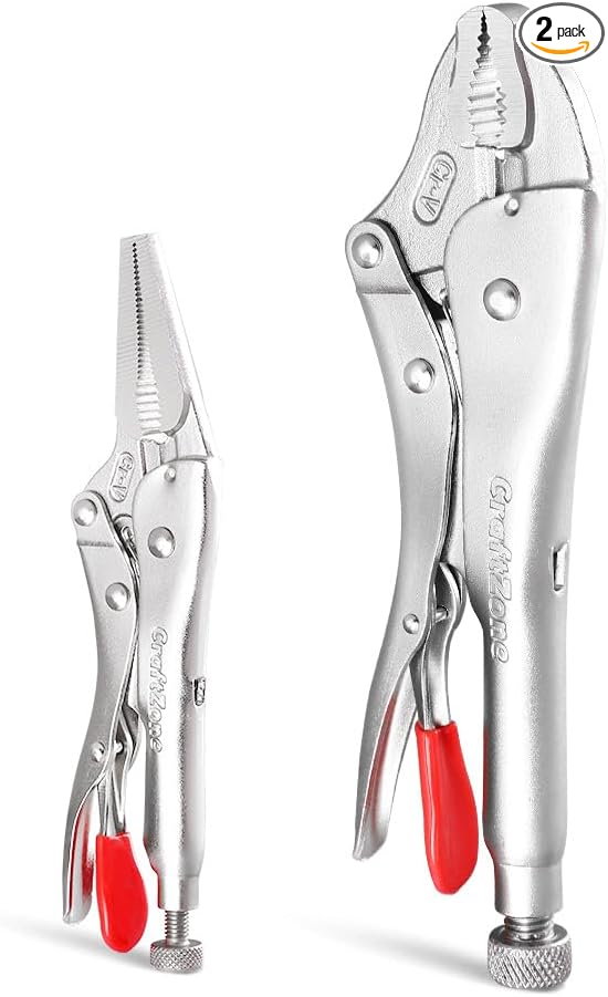 2-Piece Locking Pliers & Vice Grips Set – Heavy Duty Steel Construction, Non-Slip Handle – Multi-Purpose for Home Auto Repair DIY & Crafts – Ideal for Mechanics DIYers & Outdoor Use