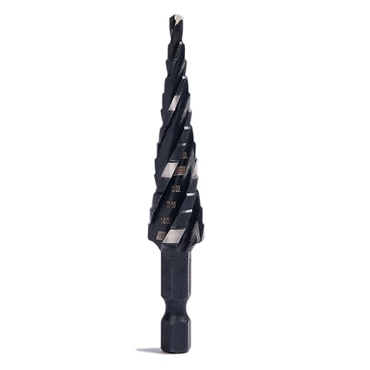 Four Spiral Flute M35 Cobalt Step Drill Bit Set 1/8" - 1/2"(13 Sizes),Impact Ready Four Flute Step Drill Bit,1/4" Hex Shank Step Bits for Metal, Stainless Steel, Aluminum, Wood, Plastic