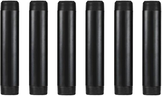 GeilSpace 1" × 6" Pre-Cut Black Metal Pipe, Industrial Steel Fits Standard One Inch Threaded Pipes and Fittings - Vintage DIY Industrial Shelving (1" × 6", Black)
