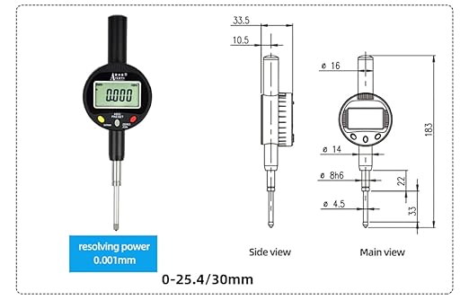 Digital dial Gauge, with a Range of 0-1.2in/30mm and a Digital Indicator Accuracy of 0.001mm/0.00005 "Metric and Imperial Measure Tool Electronic Dial Gauge(ACE-Q30)