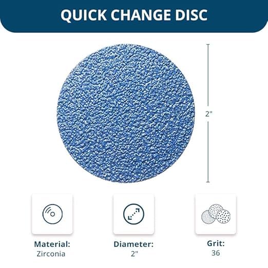 Benchmark Abrasives 2 Inch Sanding Discs Quick Change Zirconia - Male R Type Backing Drill & Die Grinder Sanding Disc for Deburring Polishing Rust Remover for Metal Paint Stripper (25 Pack), 36 Grit