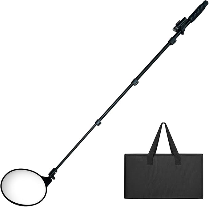 Under Vehicle Inspection Mirror, 8-Inch, LED Light, 180° Adjustable， Telescopic Handle – Security Mirror for Car, Workshop & DIY Use