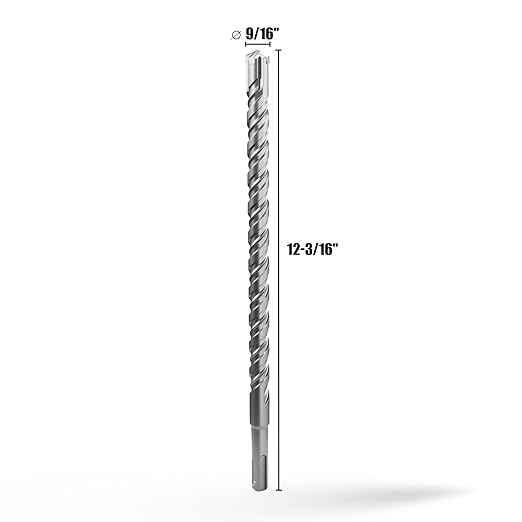 CSOOM SDS Plus Rotary Hammer Drill Bit 9/16"x12.2", Professional Concrete Drill Bit for Concrete, Brick, Stone and Cement Walls