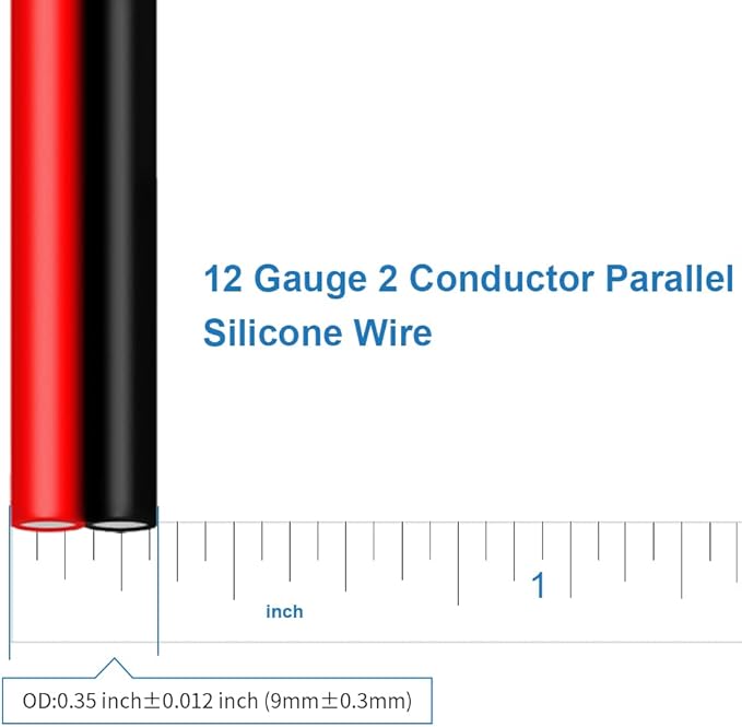 BNTECHGO 12 Gauge Flexible 2 Conductor Parallel Silicone Wire Spool Red Black High Resistant 200 deg C 600V for Single Color LED Strip Extension Cable Cord,Model,50ft Stranded Tinned Copper Wire