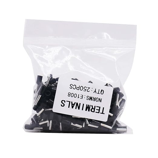 Fidioto 18AWG Pin Cord End Terminals, 250pcs Black AWG18 Wire Ferrules Terminals for Electric, Industrial, Chemical Industry, Power Control System, etc.