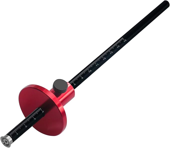 Wheel Marking Gauge, European Aluminum Alloy Scriber Woodworking Mortise Parallel Scribing Tool with Knurled Knob, Metric and Inch Scales