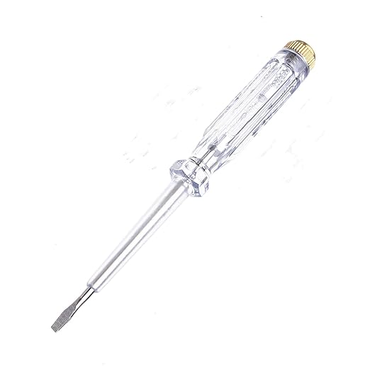 Fielect Test Screwdriver, Voltage Detector Pen Light Circuit Tester Electric Test Pen Screwdriver Neon Tube AC/DC 100-500V Clear 1pcs