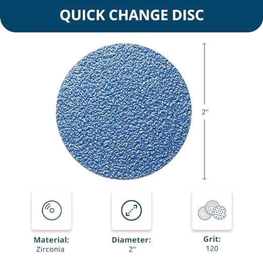Benchmark Abrasives 2 Inch Sanding Discs Quick Change Zirconia, Male R Type Backing Drill & Die Grinder Sanding Disc for Deburring Polishing Rust Remover for Metal Paint Stripper (1000 Pack), 120 Grit