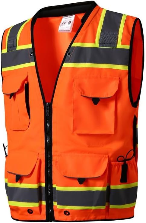 SKSAFETY 12 Pockets Professional level Safety Vest, Class 2 High Visibility Vest, ANSI/ISEA